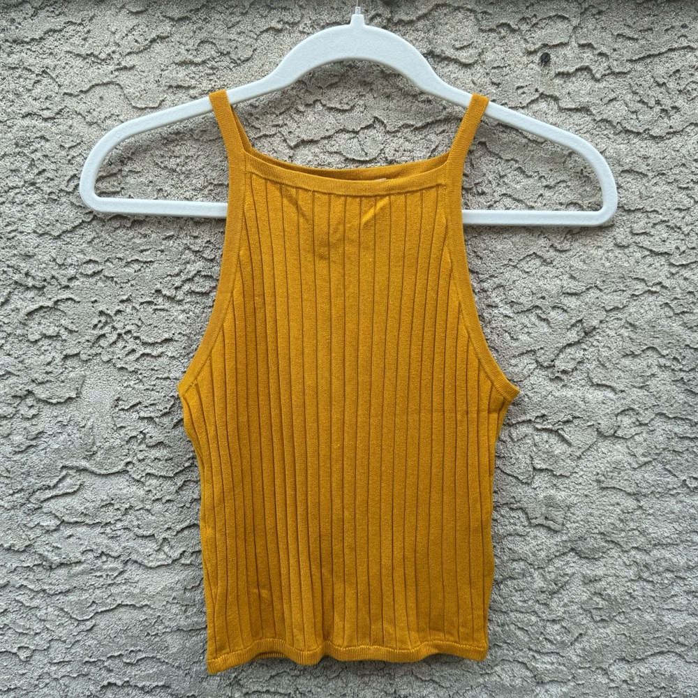H&M Ribbed Knit Tank Top Yellow Sz S‎